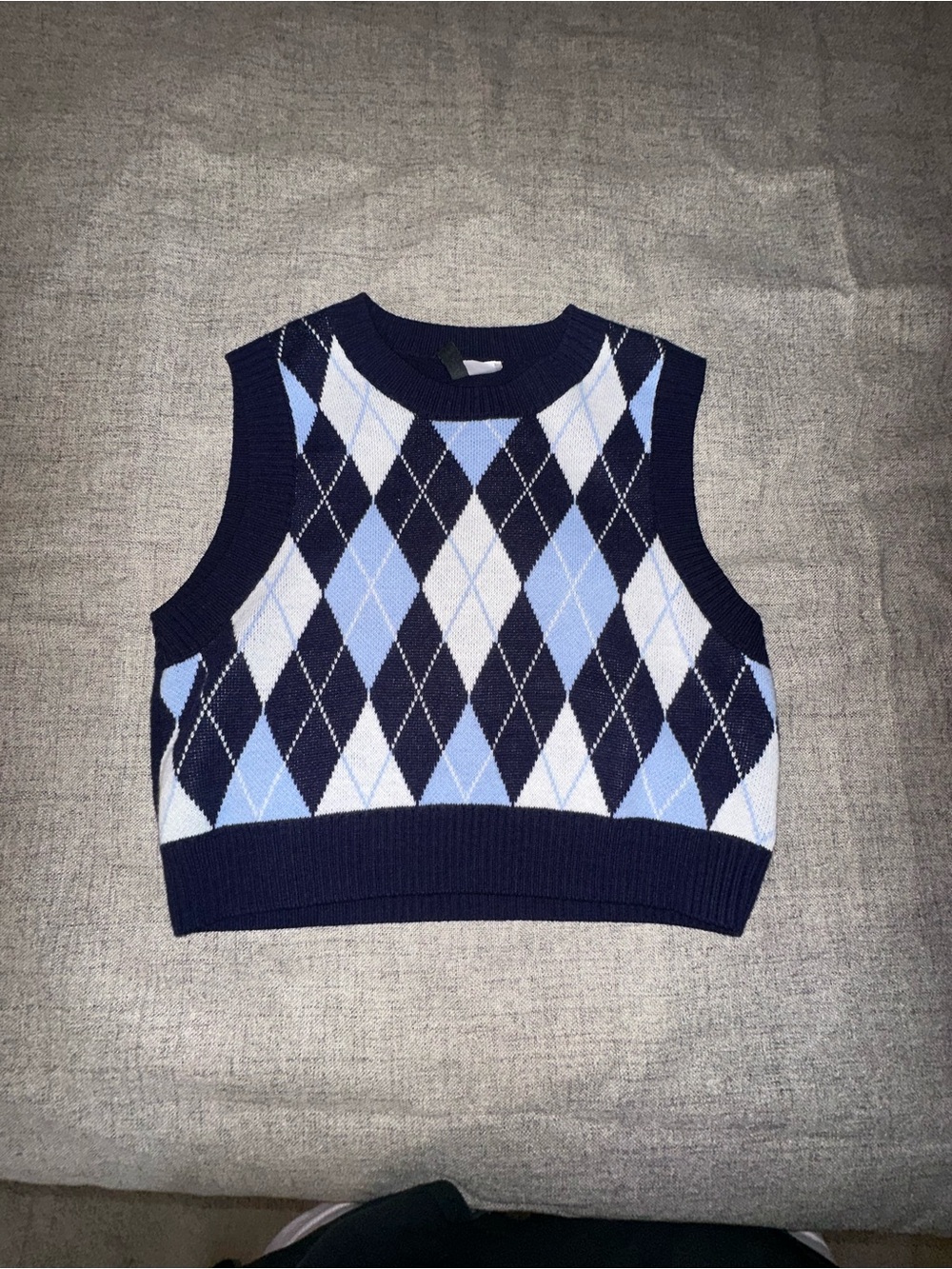 H&M Divided Blue Argyle Knit Sweater Vest